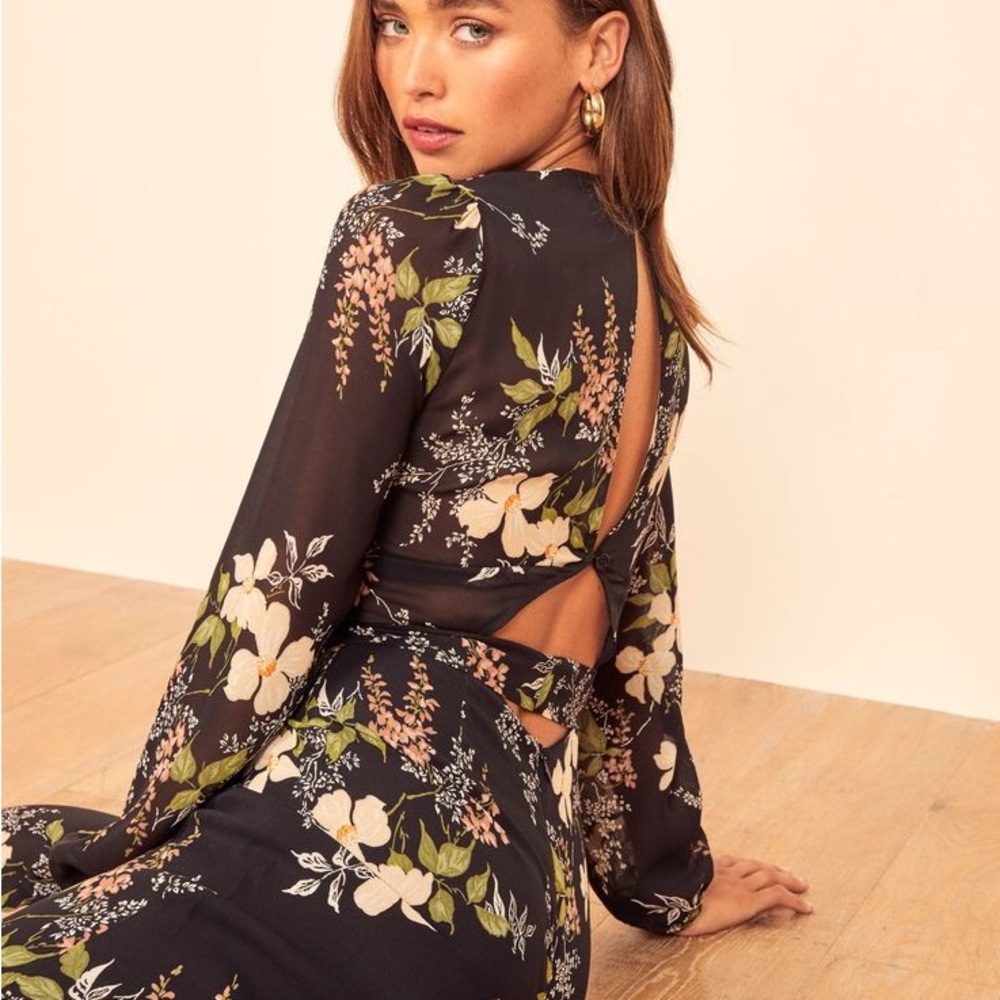 NWT Reformation Franny jumpsuit Isabella open back wide leg 10p